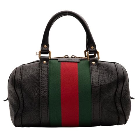 linea a small boston 9769 black arabe gucci|Gucci Calfskin Black Web Small Boston Handbag (269876) .